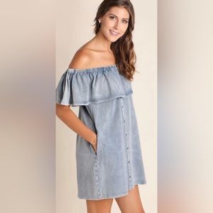 UMGEE Denim Off Shoulder Short Dress Size Small